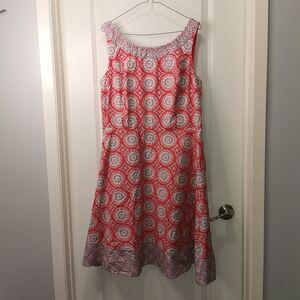 Coral Medallion Print Midi Dress